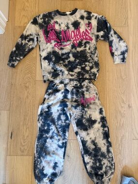 Zara navy and white tie-dye sweatshirt